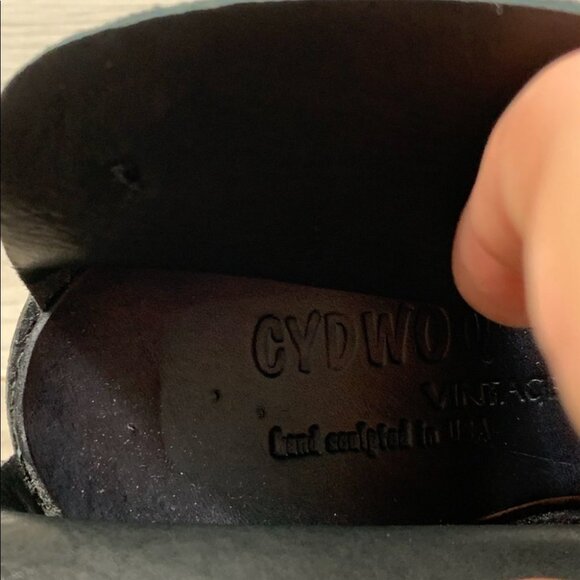 CYDWOQ Boomerang Hand Made Lagenlook Leather Open Toe Heels - Picture 7 of 15